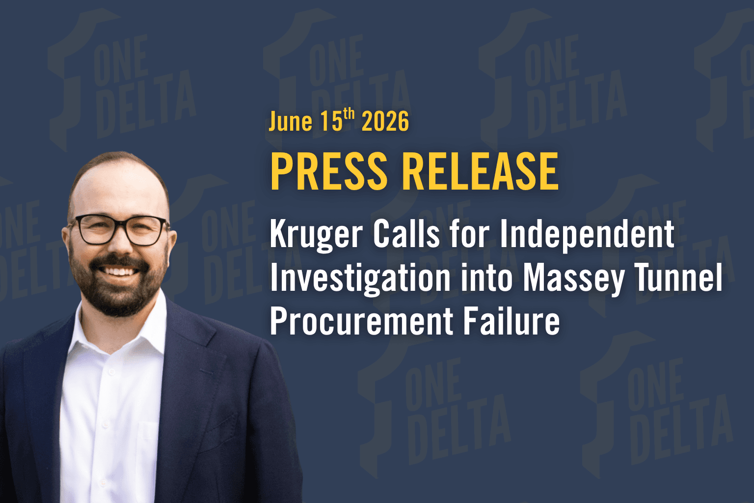Kruger Calls for Independent Investigation into Massey Tunnel Procurement Failure